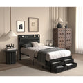Orraves Twin Bed Frames with Headboard, Twin Size Bed Frames with Storage Drawers, Twin Bed, Black Metal Platform Bed Frame, Single Bed Frame, No Box Spring Needed