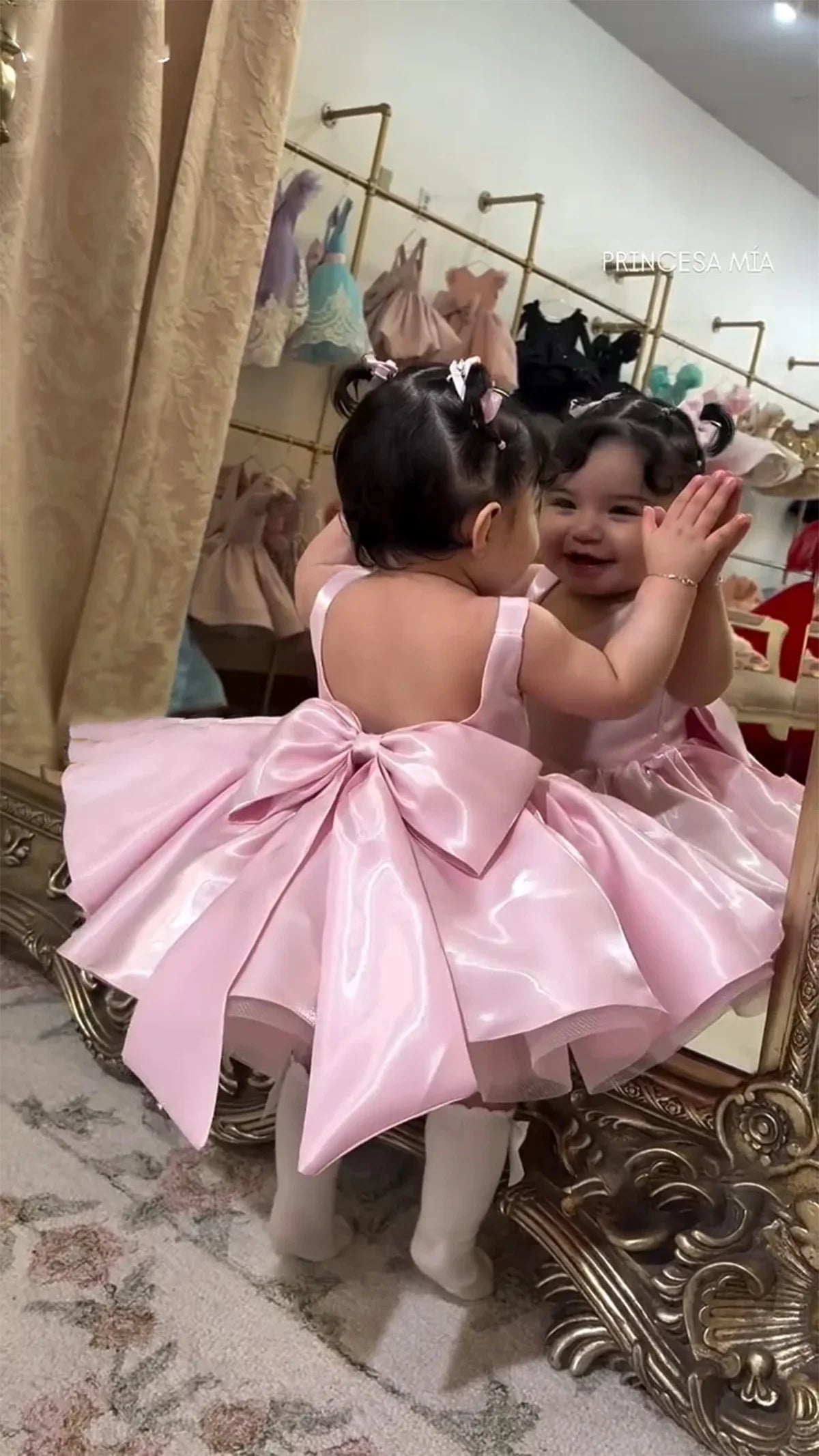 Wedding Mini Flower Girl Dress 2026 Satin Sleeveless Backless Bow Short Tutu Dress Baby Princess Dress Formal Party Dress Custom