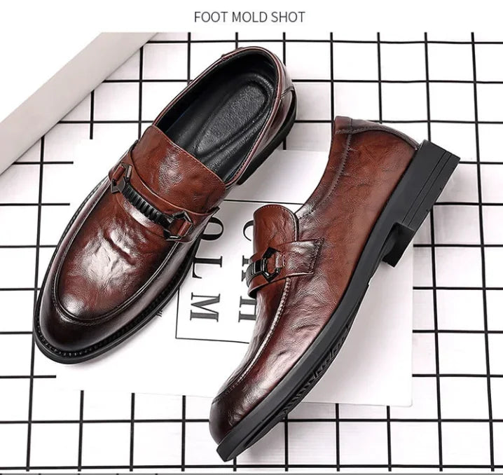 Men's Genuine Leather Oxford Dress Shoes – Business Formal Lace-Up Loafers