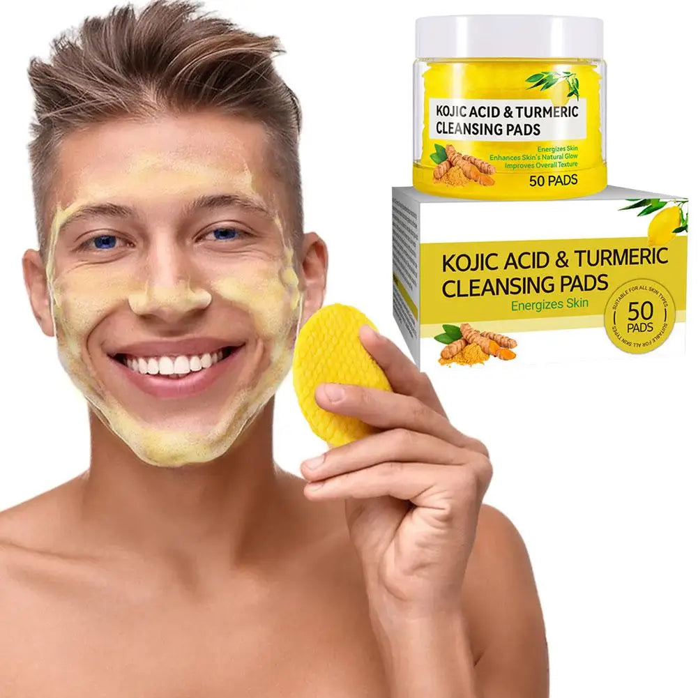 50pads Turmeric VitaminC Clay Mask Deep Cleansing Facial Improves Dark Spots Hydrating Skin Care Tightens Skin Evens Skin Tone