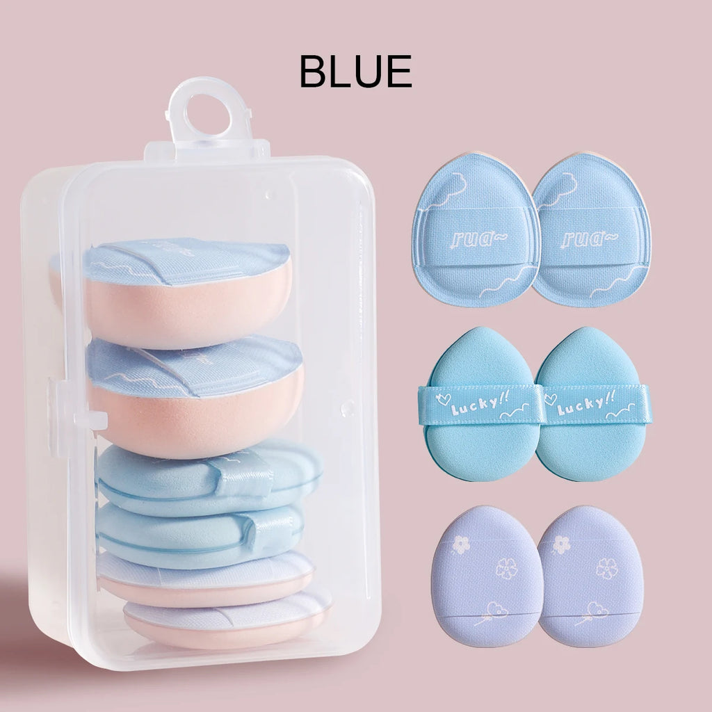 6 mini finger puff set with box, wet and dry concealer air cushion puff, used for makeup of eyes, nose and face.