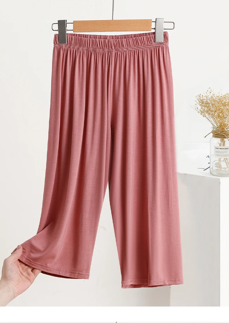 Modal Loose Sporty Summer Sleepwear Women's Casual Pants Straight Leg Wide Leg Big Size Thin Short Shorts Home Comfortable