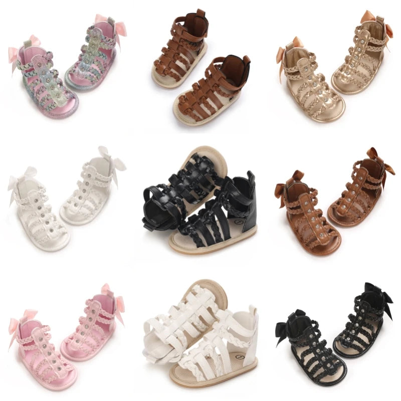 Spring and Summer High-Top Breathable Sandals for Baby Girls 0-12 Months Soft-Soled Toddler Shoes