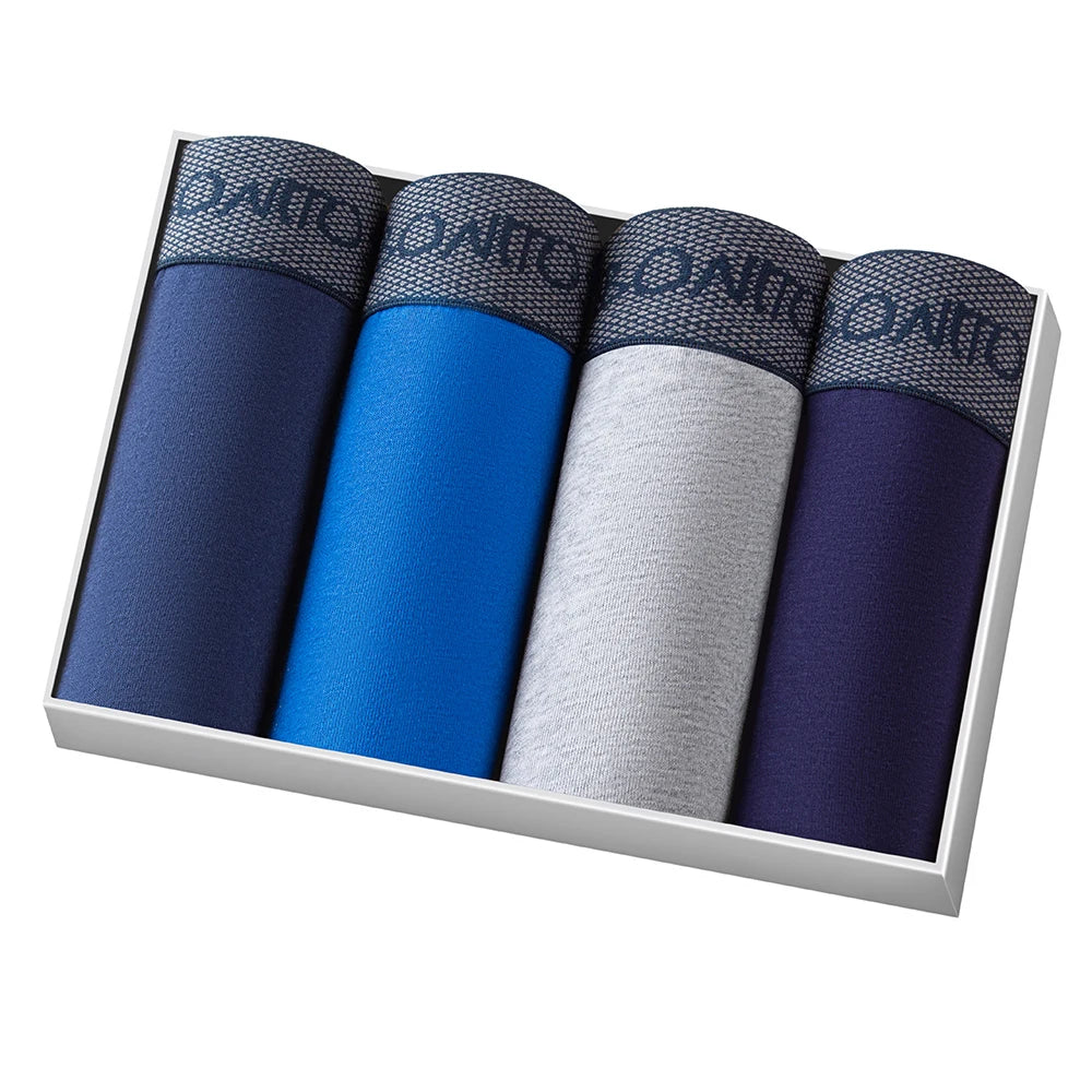 Men's Cotton Boxer Shorts 4-Pack – Soft Breathable Everyday Comfort Underwear