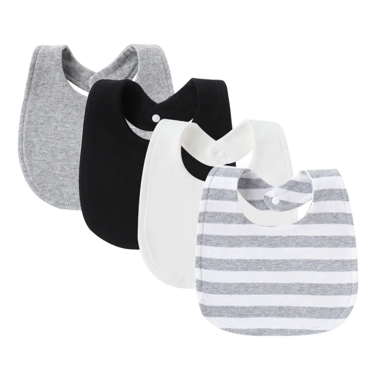 4-Piece Baby Bib Set - Cotton Cartoon Animal Print for Toddlers 1-3Y