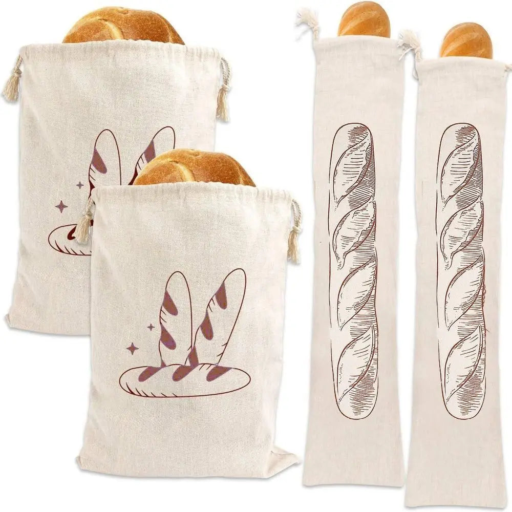 2 BOLSAS GRANDES DE LINO PARA PAN Bolsas de almacenamiento de pan ecológicas que mantienen la frescura, lavables, reutilizables con cordón, para panaderías