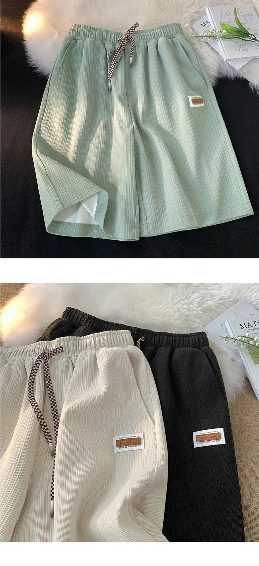 Trendy Thin Shorts for Men Elastic Waist Drawstring Summer Shorts Loose Breathable Running Shorts Summer Wear