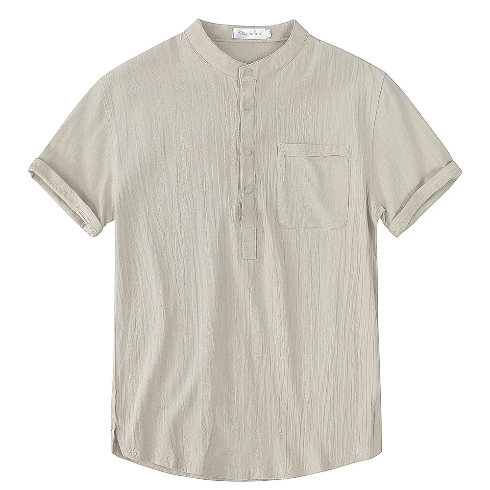 Summer New Men'S Short-Sleeved T-Shirt Cotton And Linen Led Casual Men'S T-Shirt Shirt Male Breathable S-3Xl