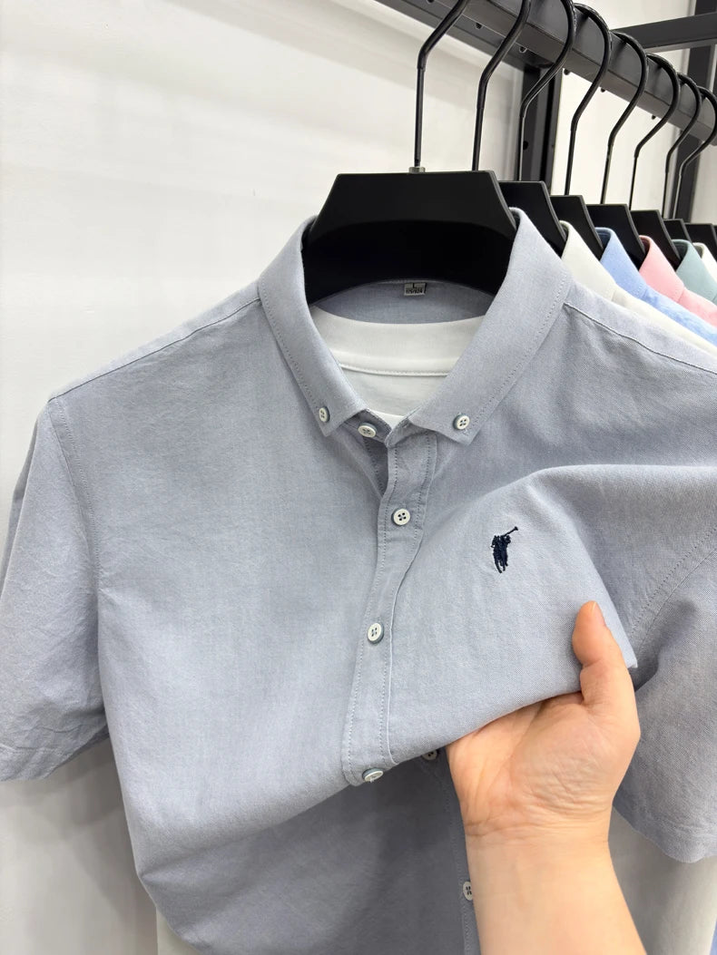 100% pure cotton short sleeve shirt summer new breathable men's T-shirt designer brand Paul Pony embroidery business casual top