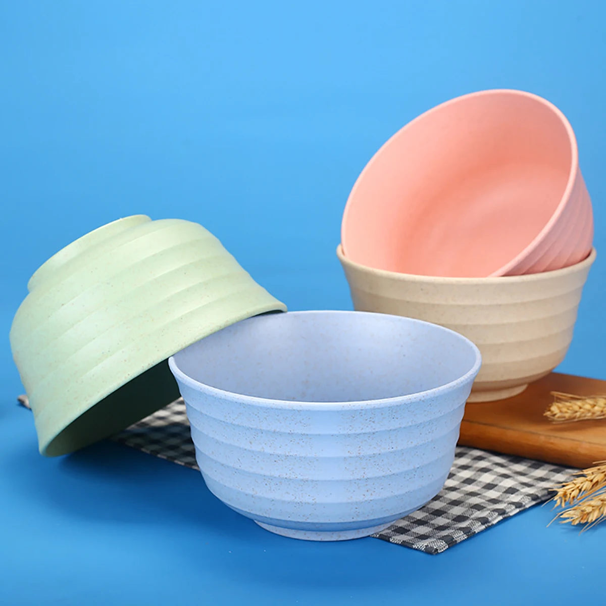 High Grade Wheat Straw Dinnerware Set Children's Unbreakable Dishes Tableware Fork Spoon Chopsticks Bowls Cup Dish Camping Set