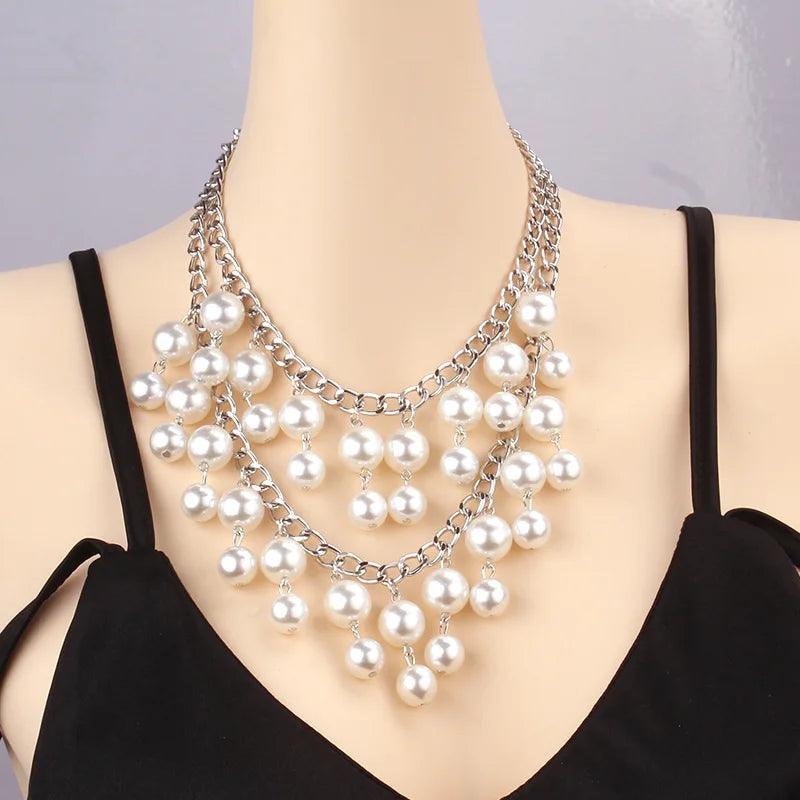Multi-Layer Imitation Pearl Bead Necklace for Women