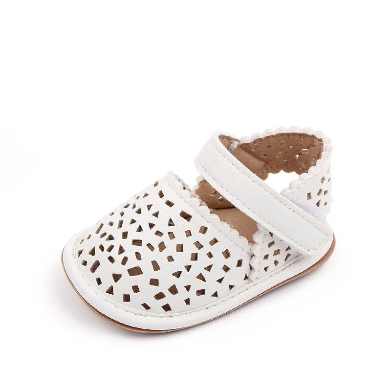 Baby Girls' Breathable Hollow Sandals - Soft Sole Outdoor Shoes