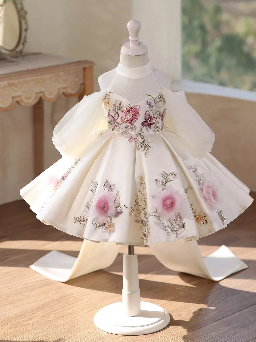 Dreamy Vow D237 Luxury White Girl Dress Beauty with Train Lovely Princess Kids Wedding Birthday Festival Party Pageant Gown