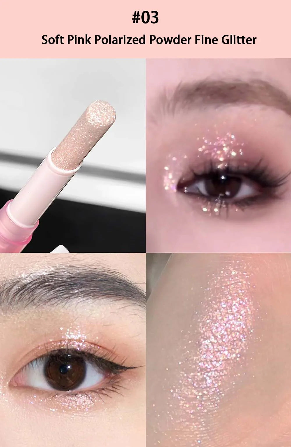 LUCKGO Jelly Eyeshadow Stick Eye Shadow Pen, Waterproof Sweatproof, Not Easy to Break, Pearlescent, Fine Shiny, Lazy Eyeshadow