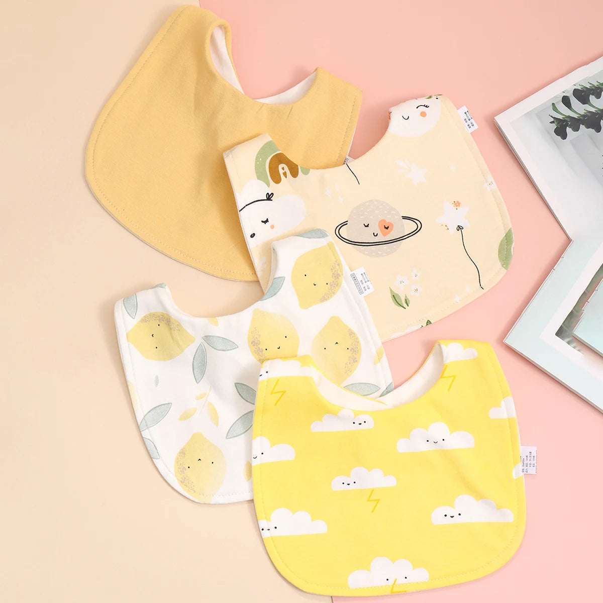 Cotton Soft Baby Adjustable Bandana Bibs Set Of 4 For Newborns And Toddlers Dribble Bibs