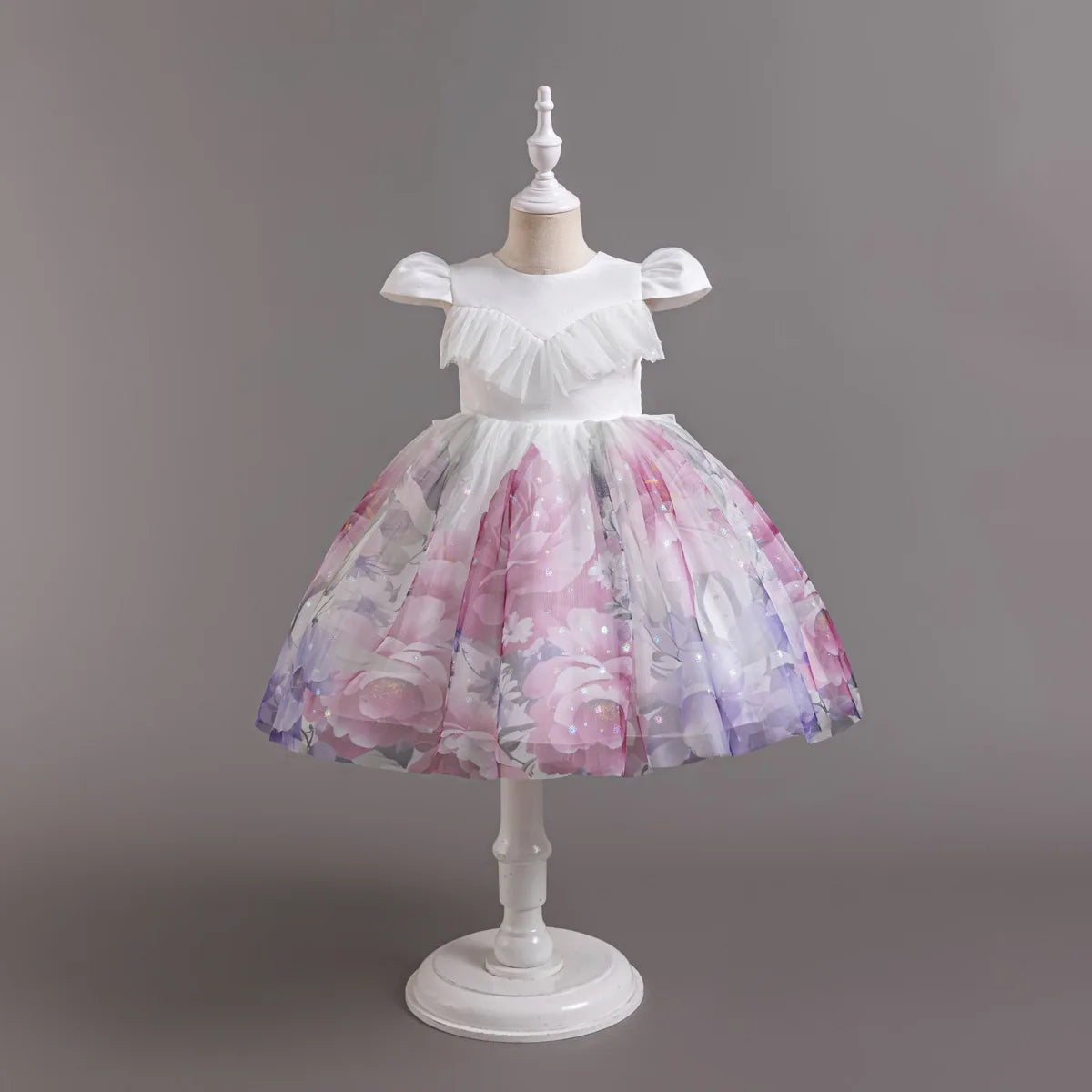 HETISO Gradient Floral Princess Dress for Girls Ruffle Lace Elegant Kid's Party Gown Festa Junina Style Ages 4-10 Years