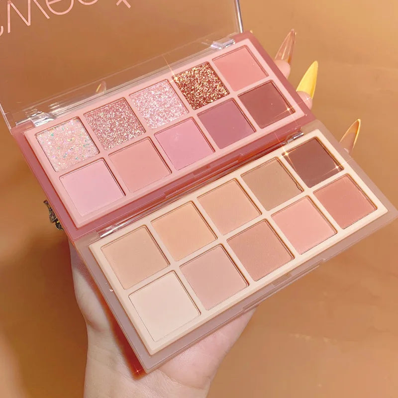10 Color Eyeshadow Palette Matte Pearl Fine Shining Pumpkin Tea Milk Earth Color Eye Shadow Tray Makeup Pigment Korean Cosmetics