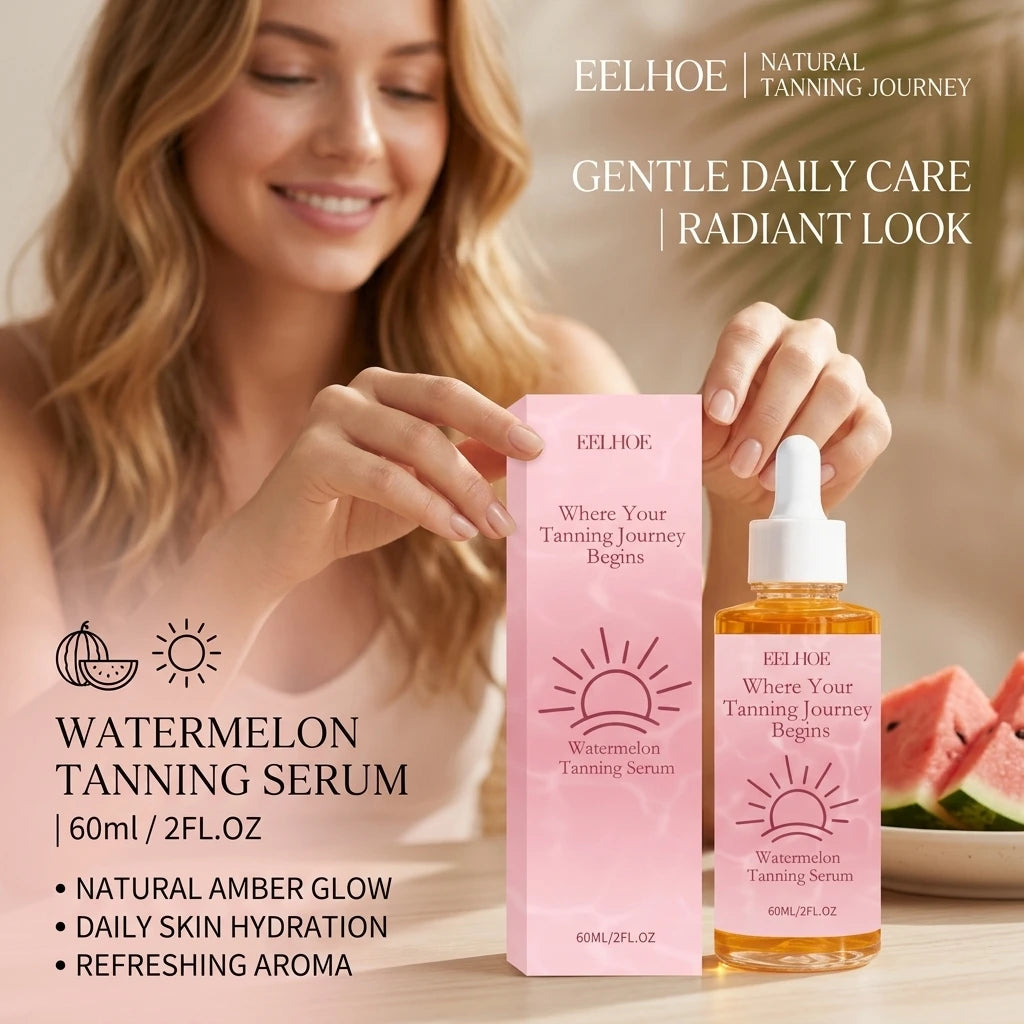 Watermelon Tanning Serum Moisturizing Evens Bronzed Glow Skin Tone Improve Skin Texture Natural Sun-Kissed Body Tanning Essence