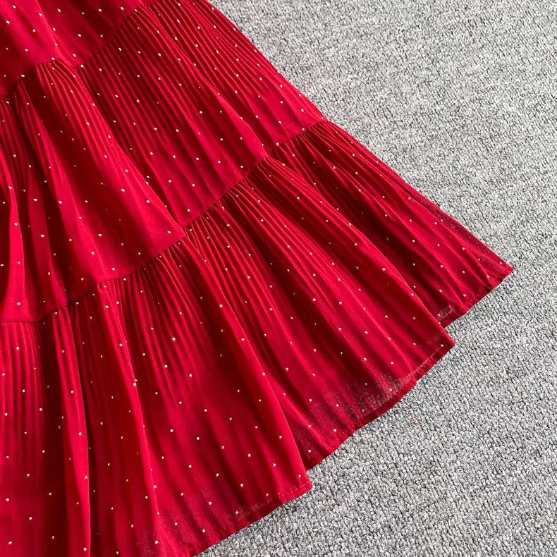 Summer Polka Dot Woman Elegant Dress Fashion V Neck Puff Sleeve Vestidos Korean A-Line Pleated Dresses 2026 Vestidos De Mujer