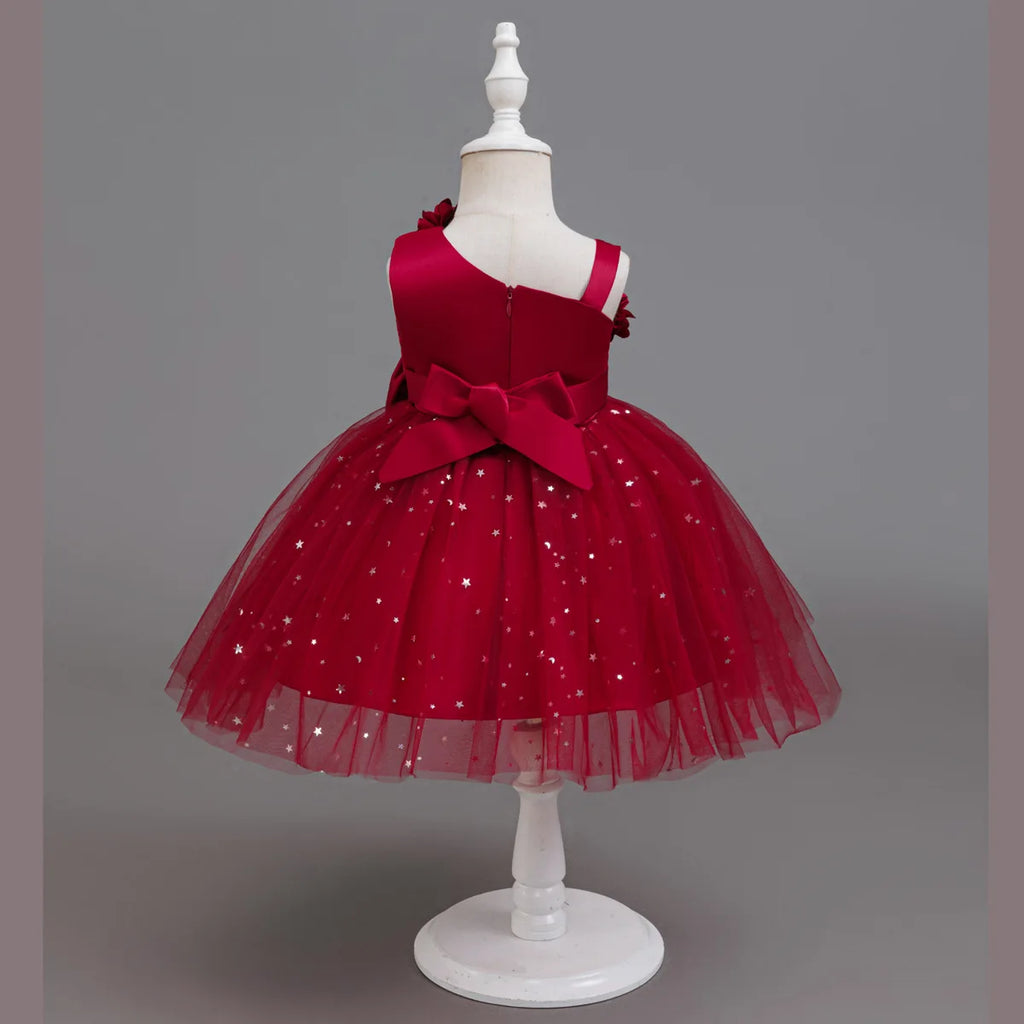 HETISO Baby Girls Dress Sling Elegant Kids Star Printed Birthday Party Ball Gown Children Costume Gown 6M-3 Years
