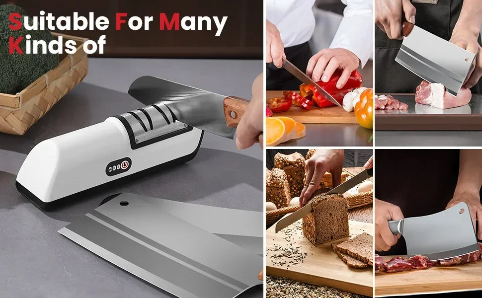 Afilador de Cuchillos Eléctrico de Cocina, Multifuncional Automático Profesional de 4 Velocidades, Accesorios de Cocina