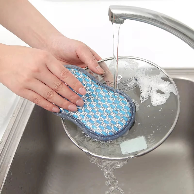 Esponja de limpieza de cocina, esponja de doble cara, estropajos para lavar platos, estropajo, paño de cocina, herramientas de limpieza de cocina