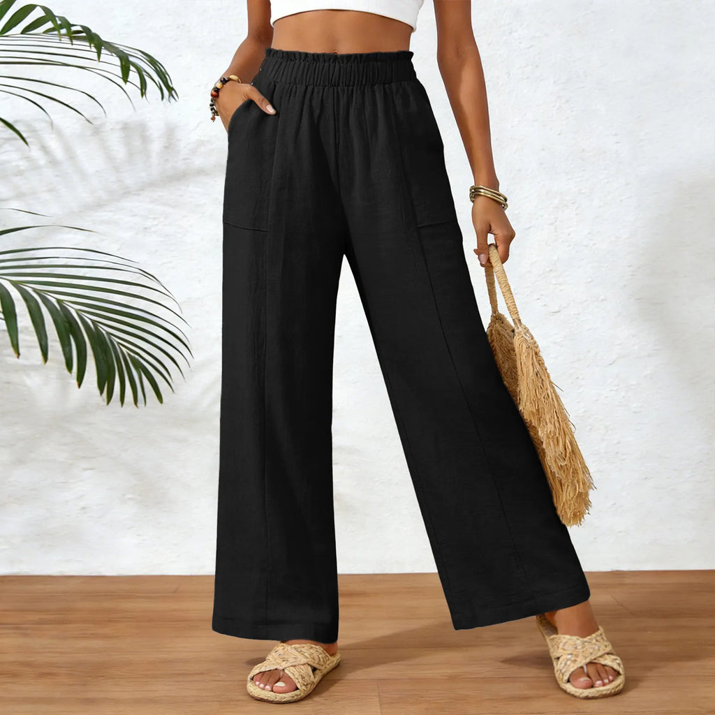 Women's Wide Leg Pants High Waist Loose Casual Trousers with Pockets