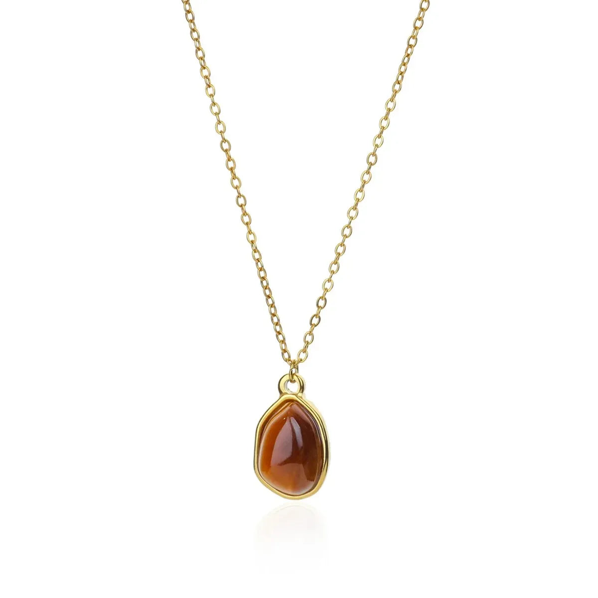 Fashion Stone Opal Oval Necklace For Women'S Stainless Steel Gold Color Oval Stone Pendant Necklace Wedding Aesthetic Jewelry