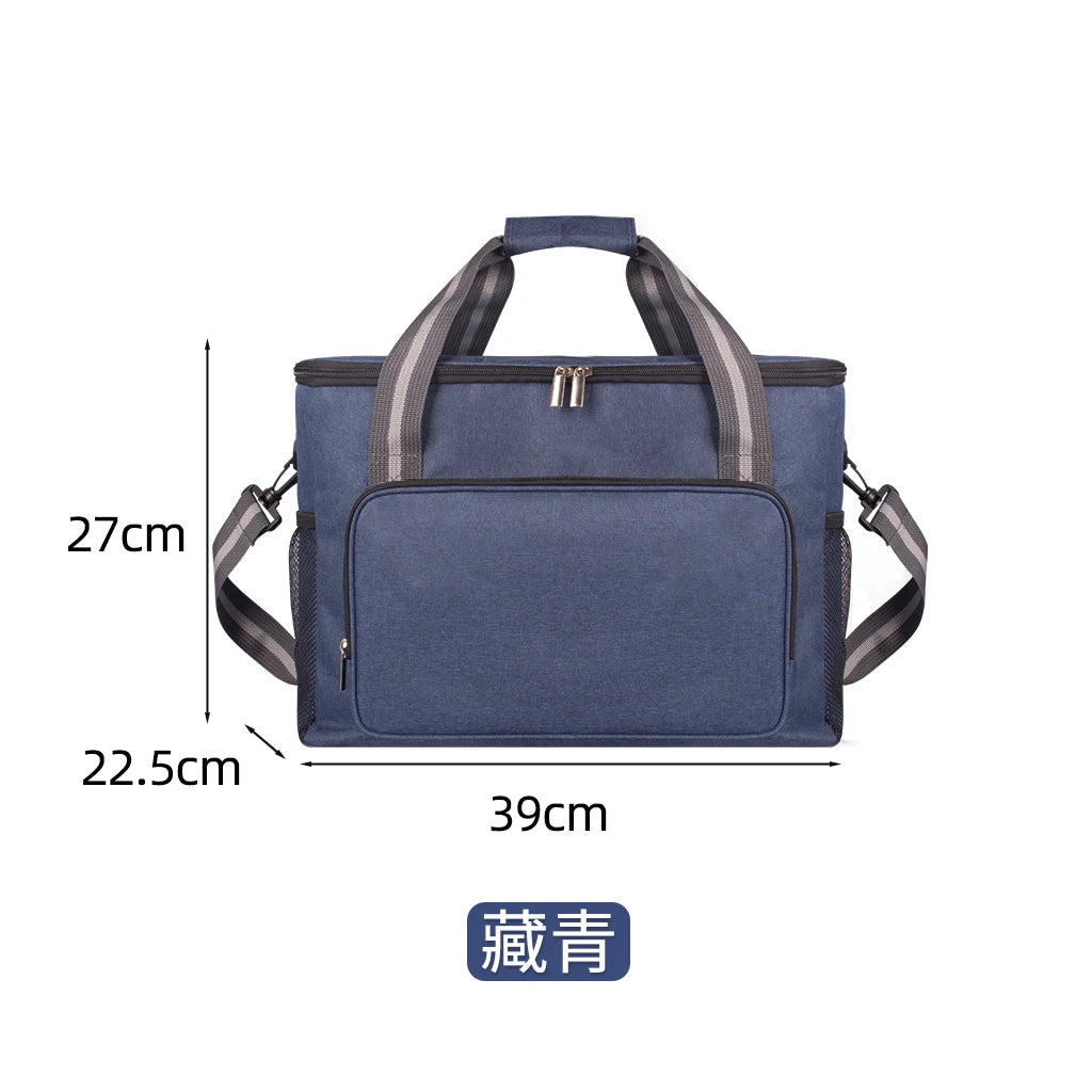 Bolsa Térmica Aislada Grande Negra Impermeable Antifugas Engrosada de Mano/Hombro para Picnic al Aire Libre