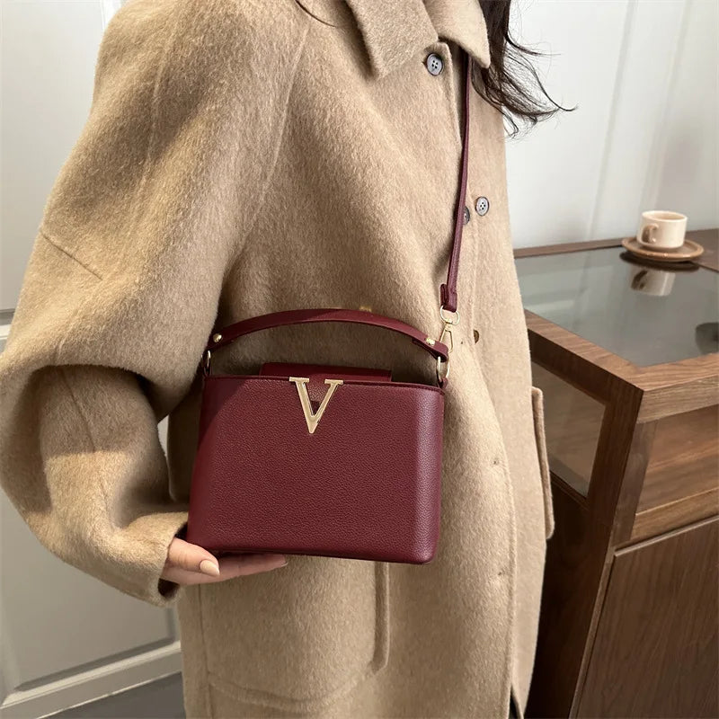 Minimalist Square Shoulder Bag - Women's PU Crossbody Handbag