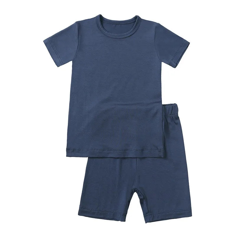 2-Piece Children's Bamboo Fiber Short-Sleeve Shorts Set - Pink