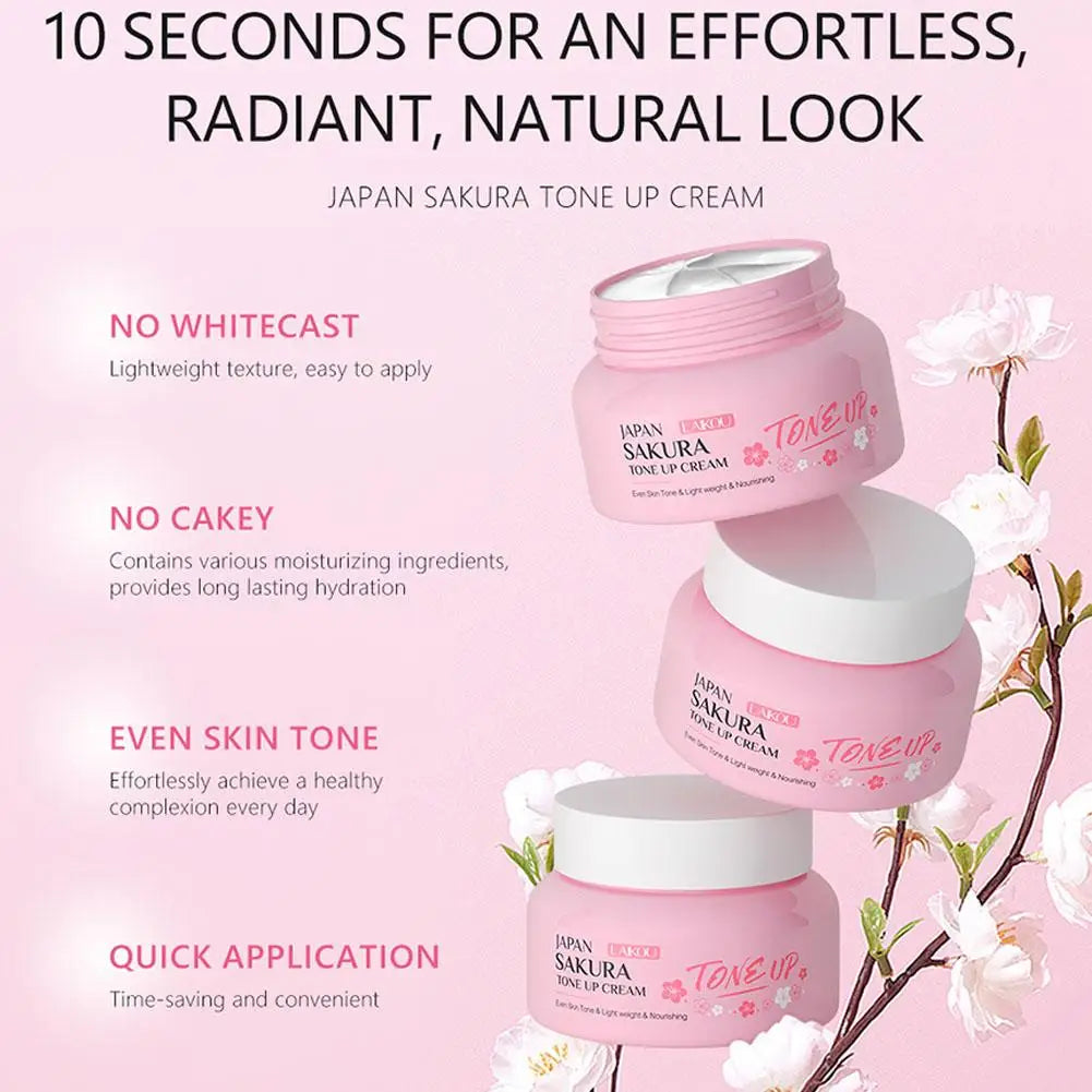 Facial Moisturizer Tone-up Cream,Sakura Essence Glow Moisturizer Cream 1.06 Fl OZ Hydrating Smooth Dry Skin Nourishing Skin Care