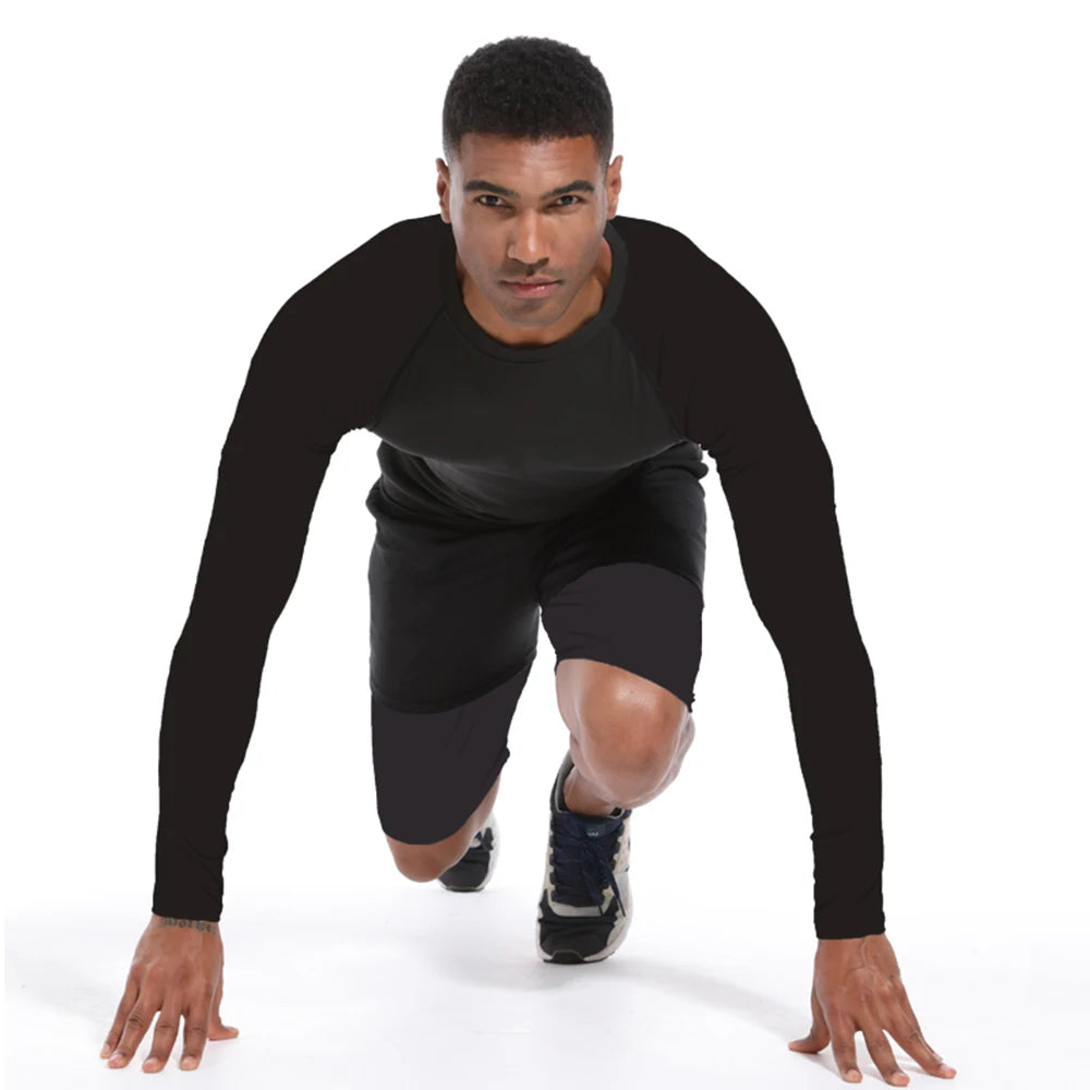 Men's Workout Compression Shirt Turtleneck Long Sleeve Rash Guard Gym Base Layer Athletic Undershirt Gear Sports Shirt