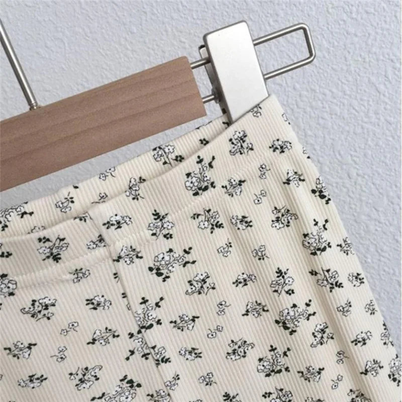 Summer T-shirt Sets Fashion Girls Short Sleeve Suits Kids Flower Printed Tops+Pants 2Pcs Children Casual Clothes Outfits