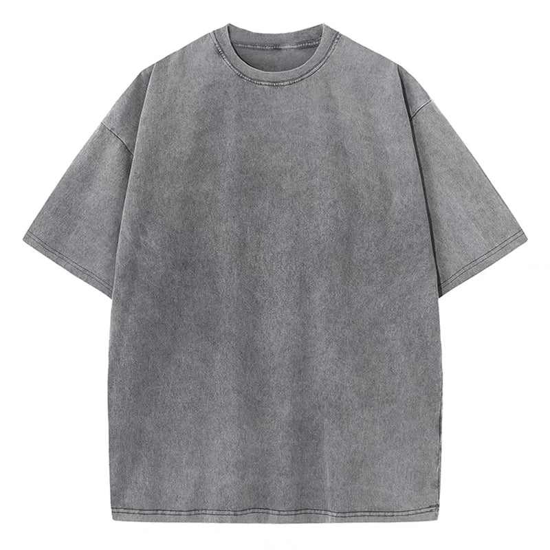 Unisex American Style Retro Heavyweight T Shirt, Oversized Washed Streetwear For Men And Women
