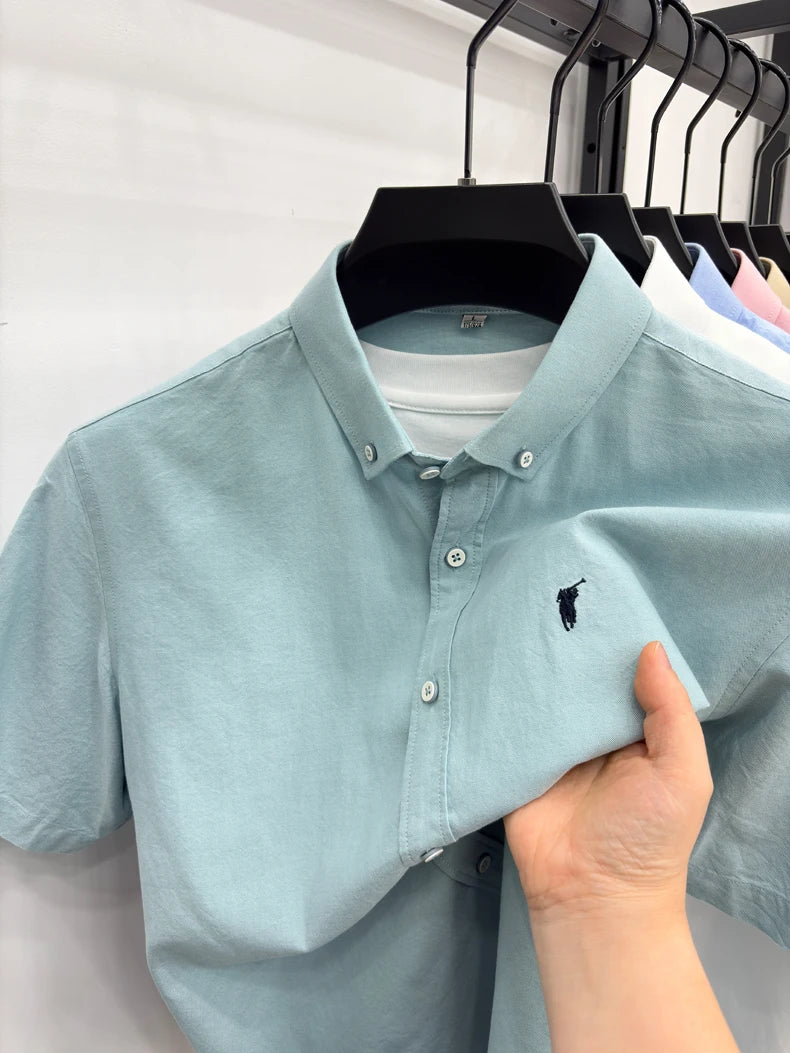 100% pure cotton short sleeve shirt summer new breathable men's T-shirt designer brand Paul Pony embroidery business casual top