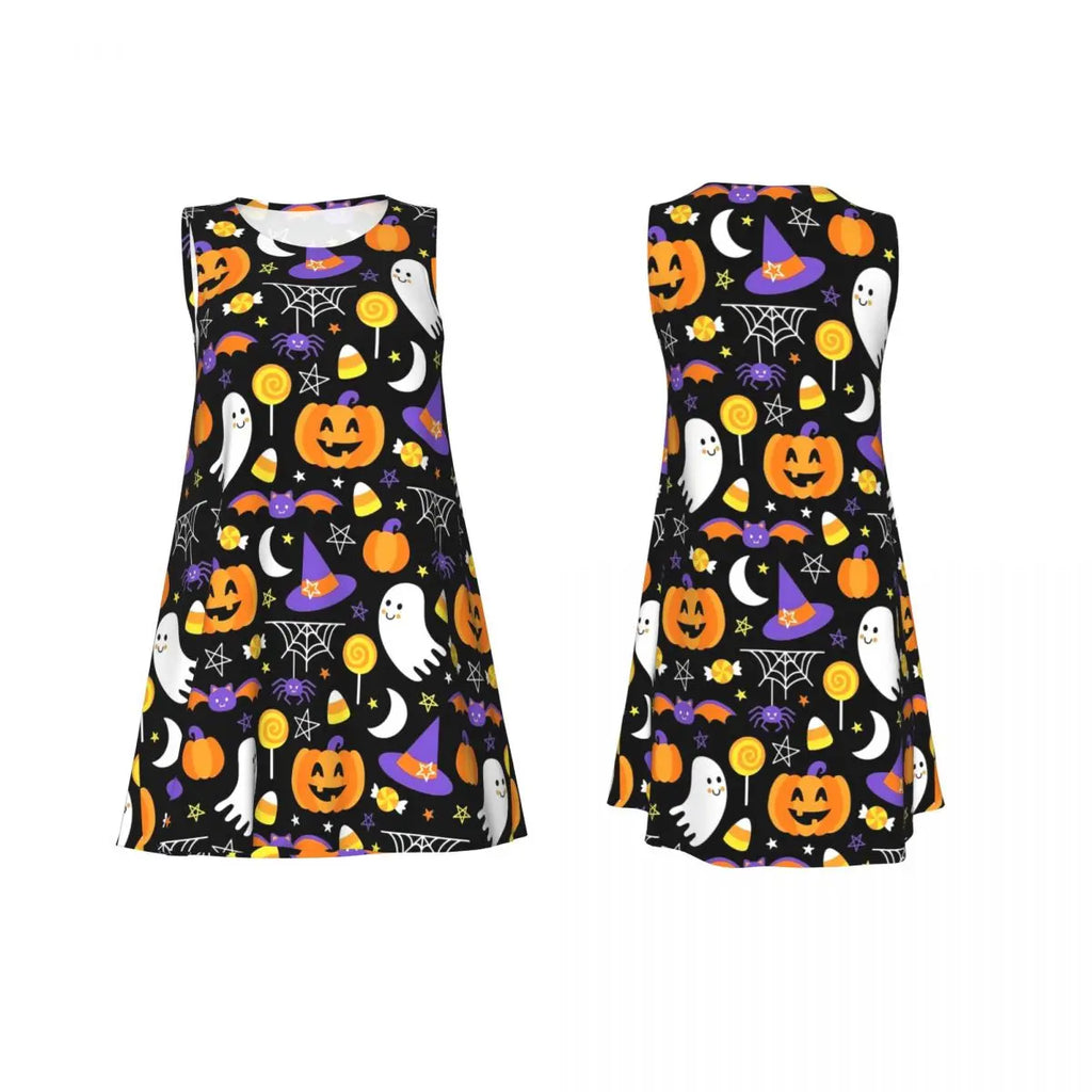Happy Haunts Casual Dress Spooky Cute Halloween Street Fashion Dresses Sleeveless Night Club Dress Hot O Neck Woman Vestido