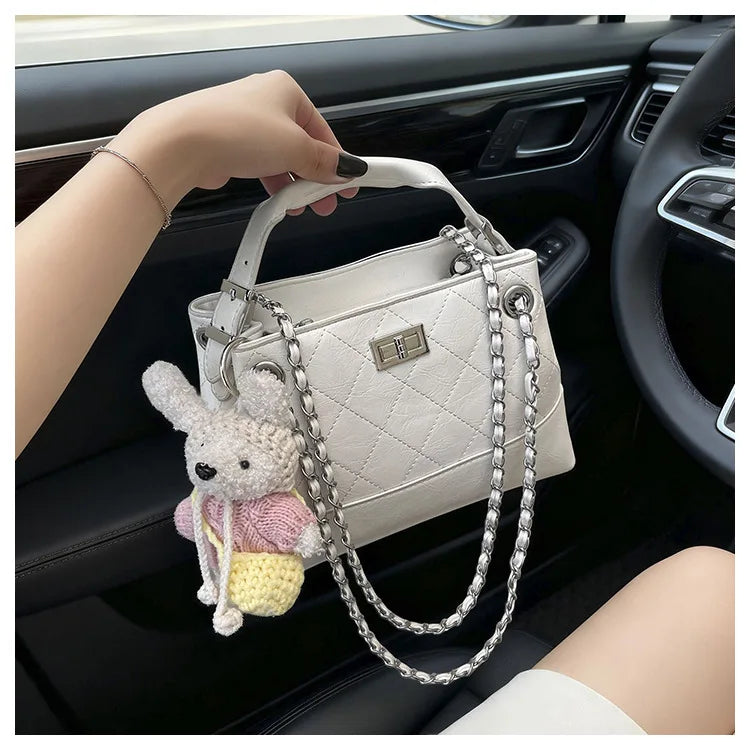 Korean Style Casual Women's Large Capacity Simple Tote Bag Fashion Trendy Underarm Leisure Handbag Daily Match PU Material