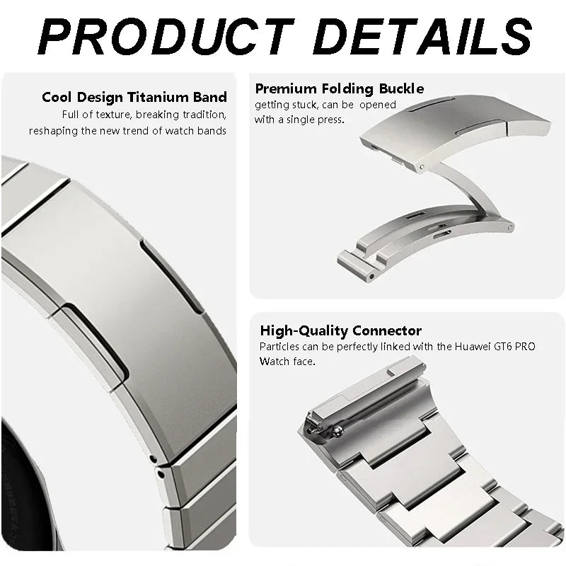 No Gaps Titanium Strap for Huawei Watch GT 6 Pro Luxury Metal Band for Huawei Watch GT6 Pro Quick Release Band