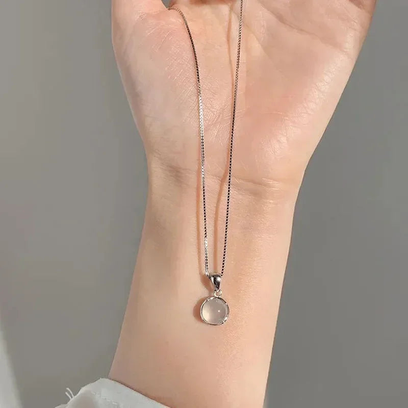 Collares Con Colgante Luxury White Round Pendant Necklaces Women'S Fashion Jewelry Choker Clavicle Chain Short Charm Necklace