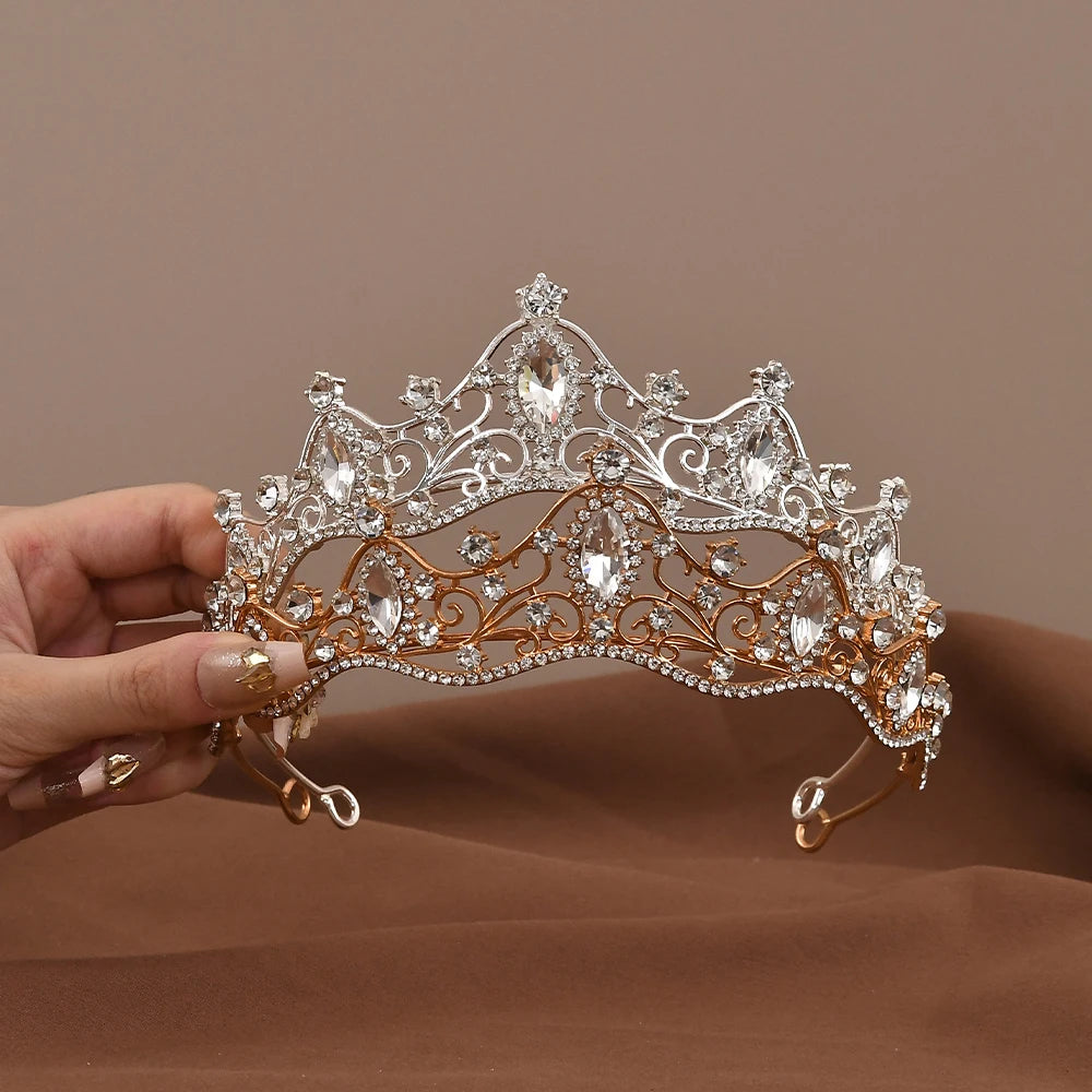 Princess Queen Vintage Baroque Crystal Crown Rhinestone Tiara For Women'S Bridal Weeding Prom Jewelry Hair Accessories