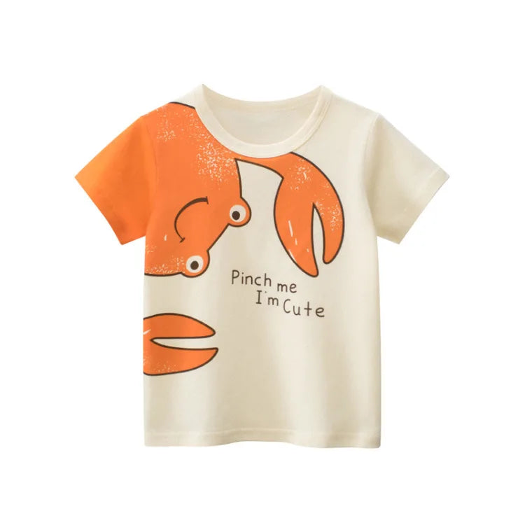 Tsaujia Boys' Short Sleeve Cotton T-Shirt - Cartoon Print Active Top