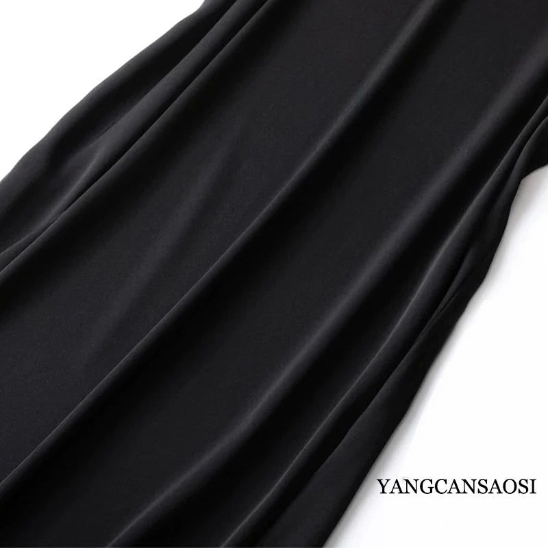 Women's Casual Summer Clothing 95% Natural Mulberry Silk Elastic Double Qiao Satin Adjustable Shoulder Strap Dress