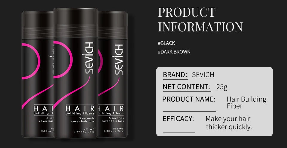 SEVICH Hair Building Fiber Set Cover Sparse Hair Or Bald Spots Hair Loss Regrowth Treatment Keratin Hair Fiber Powder Applicator