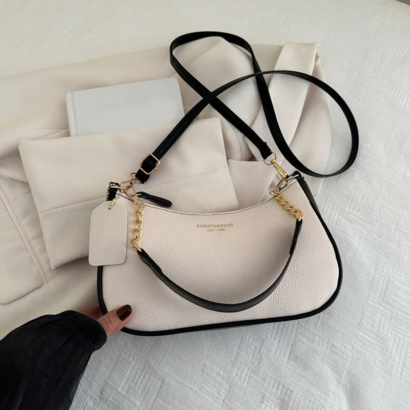 Crossbody Bag for Women Adjustable Strap Crescent Shoulder Bag PU Leather Zipper Closure Casual Handbag for Work Travel