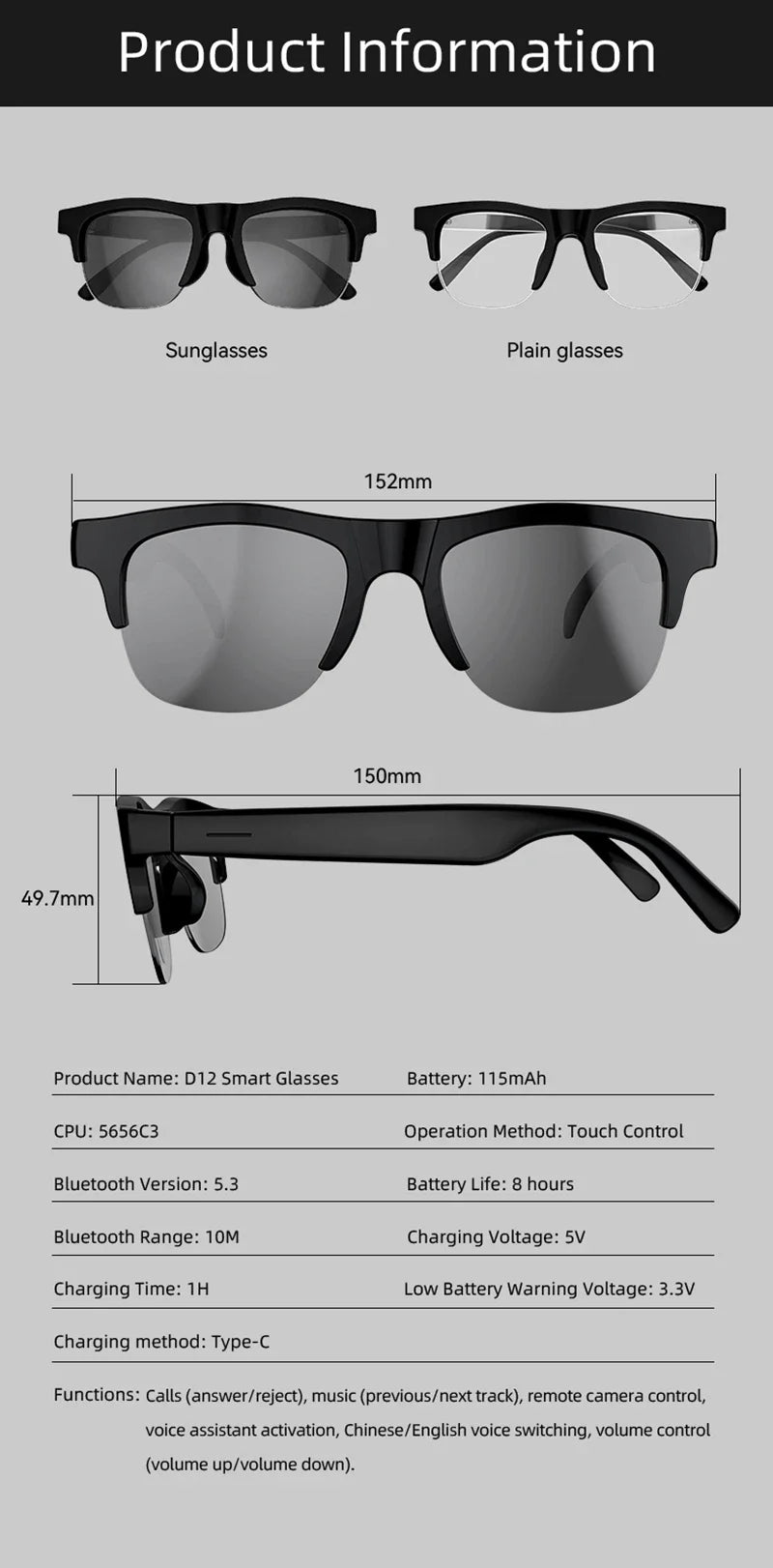 Lenovo AI Smart Glasses 8K Remote Control Touch Photo Camera Recording Translator Voice Assistant Wireless Bluetooth Eyewear