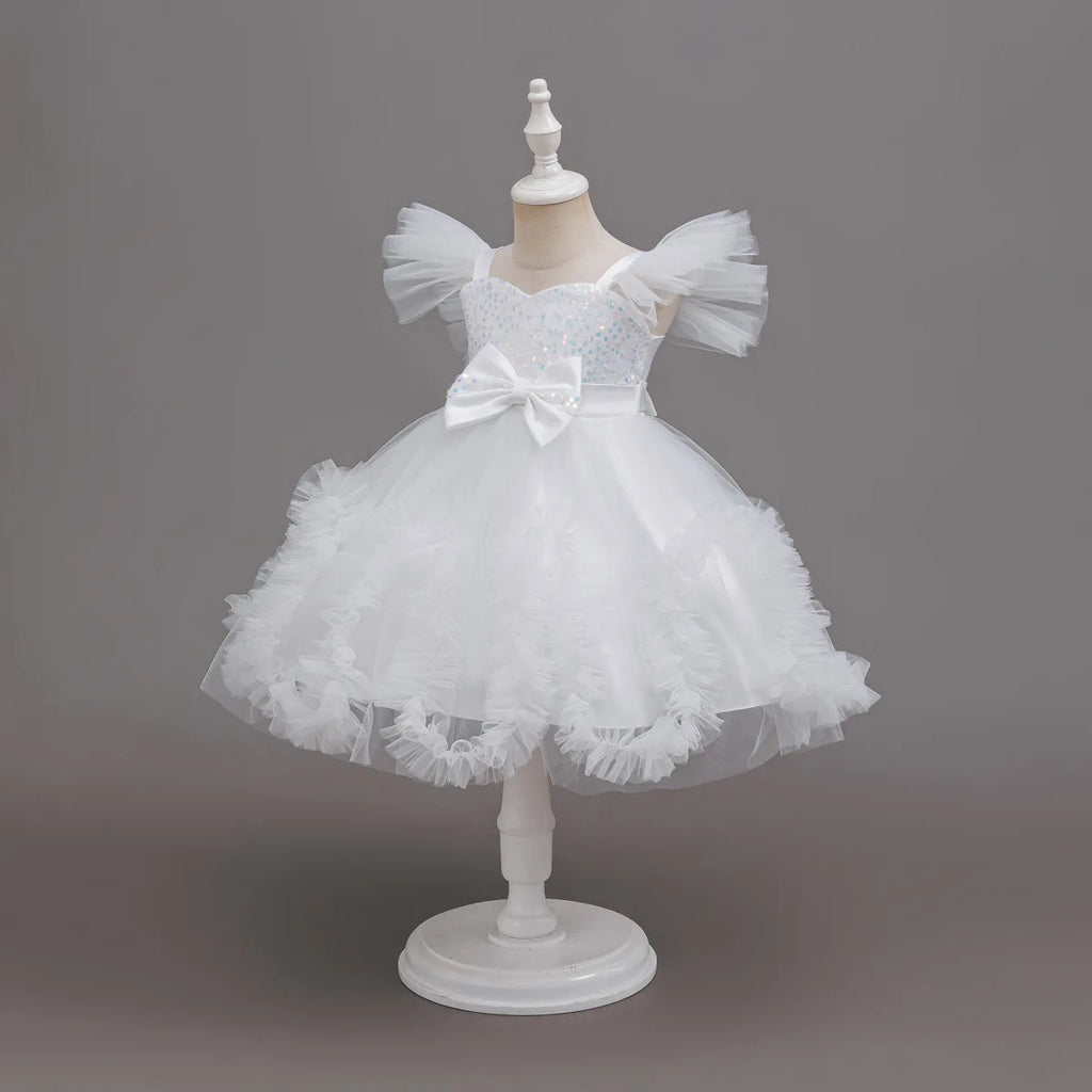 HETISO Girls Sequined Tutu Mesh Dress Summer Kids Birthday Party Christmas Ball Gown Child Wear For 3-10 Years