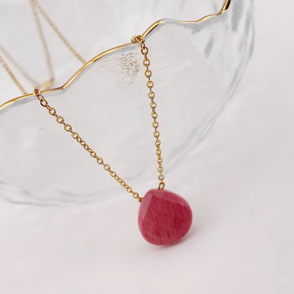 Aura Myria Natural Crystal Pendant Necklace - Amethyst Rose Quartz