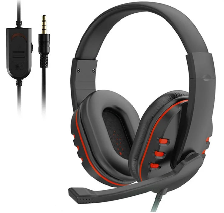 Auriculares de diadema con cable de 3,5 mm para juegos, música, para PS4, PlayStation 4, juegos, PC, chat, ordenador con micrófono