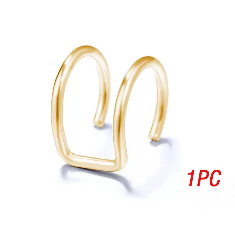 New Trending Zircon Double-Layer Ear Cuff No Piercing Earring Punk Metal Geometric Ear Clip For Women'S Y2K Jewelry 2024